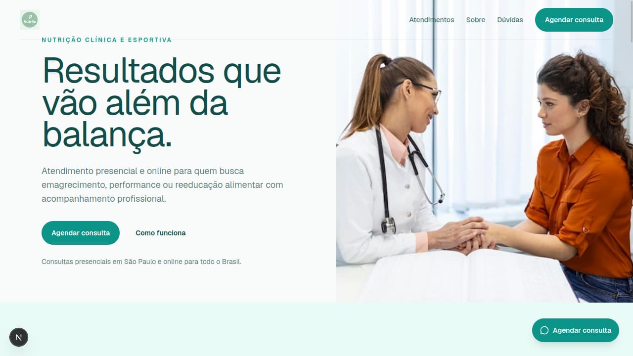 Preview da landing page da Nutri Carolina